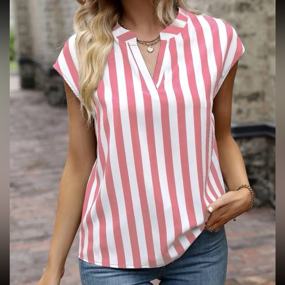 Striped notched neck blouse - Picture 4 of 16